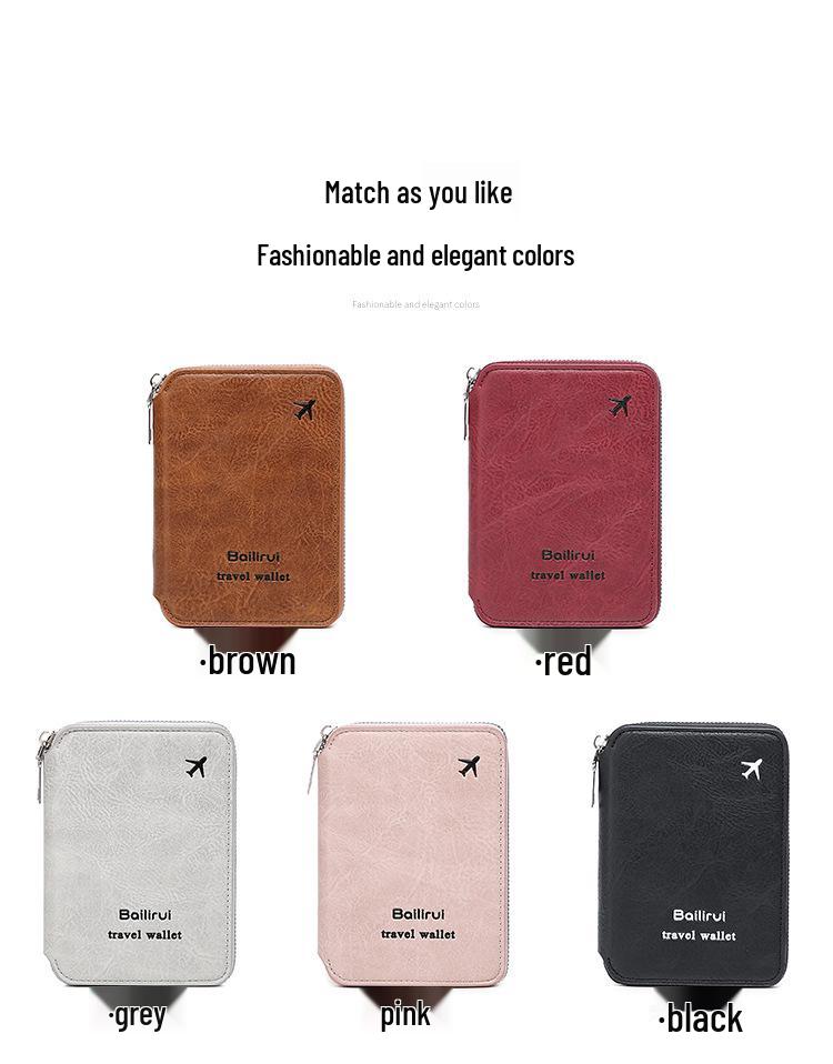 RFID Passport and Ticket Holder with Zipper - Unisex Travel Document Organizer