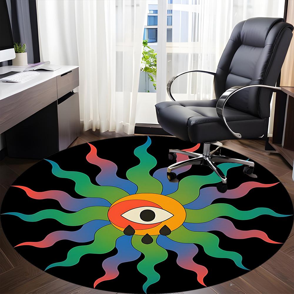 1pc Psychedelic Eye Chair Carpet for Office, Round Non Slip Durable Large Size Office Carpet, Suitable for Office