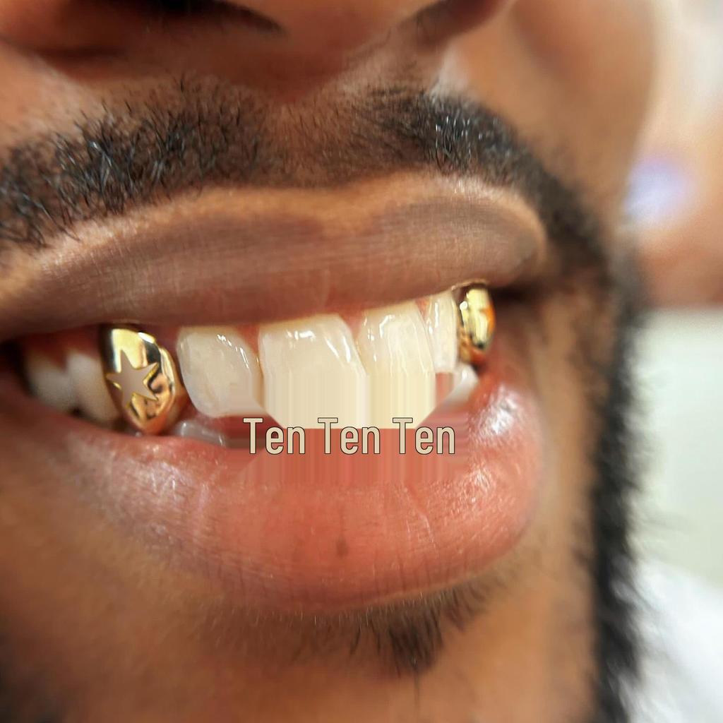 Pozłacane Grillz Hip-Hop: Puste wzory róży i gwiazdy biżuteria na Halloween