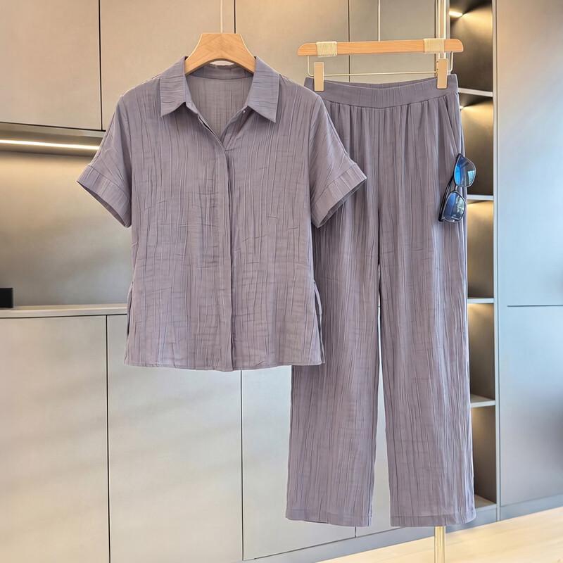 Yuzhaolin Women s Relaxed Fit Lapel Summer Set 4XL