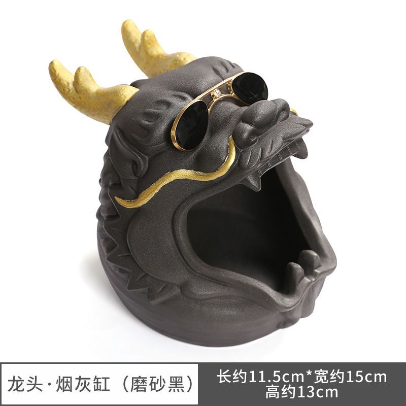New Household Cute Cartoon Fu Pig Dog Ashtray Creative Ceramic Ashtray Personalized Trend Windproof Fly Ash