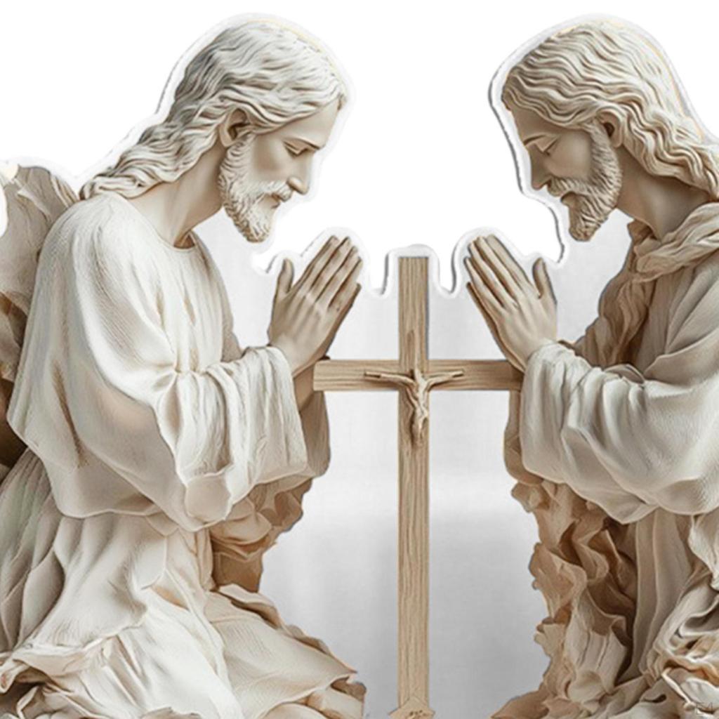 2D Acrylic Sign Jesus Ornament Handcraft Christmas Gift Tabletop Decoration for Home Office
