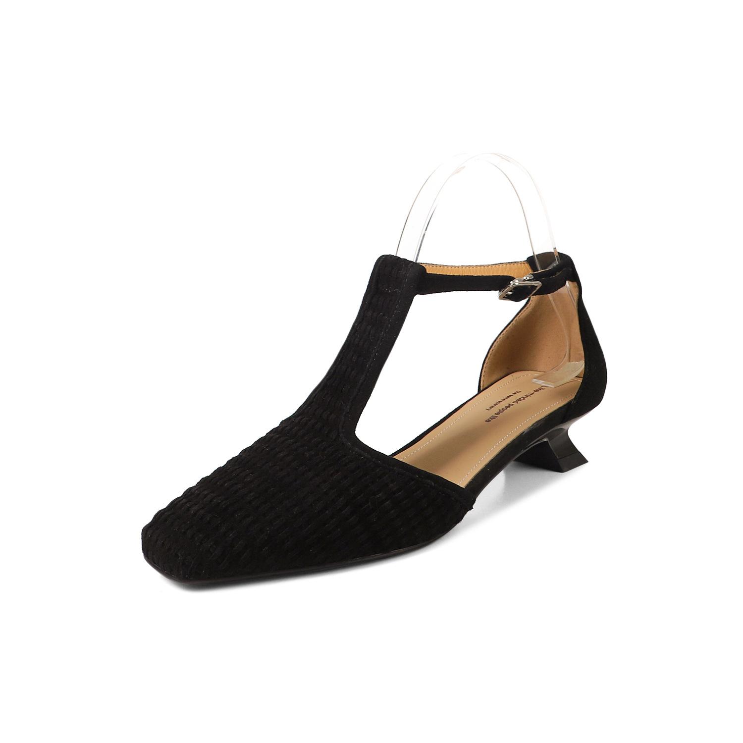 

Sheepskin version~ leather woven bag head sandals summer wear retro grandma shoes fairy wind bag heel hollow sandals 34