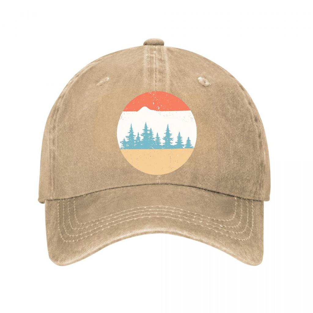 Vintage Scenic Pine Mountain Sticker Washed Baseball Cap Outdoor For Womens Unisex FeUnisex