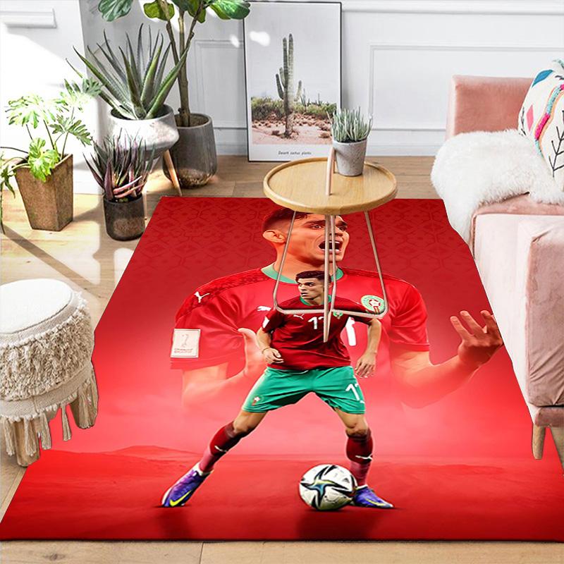 1pc Moroccan Football Player Rug, Office Carpet Indoor Outdoor Entrance Doormat, Non-Slip Soft And Comfortable, Living Room. DT70704
