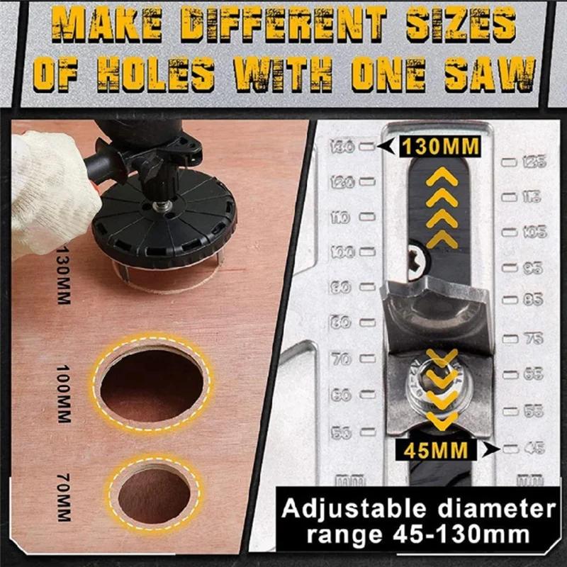 Konumlandırma Ucu ve 3 Dişli Bıçaklı Ayarlanabilir Dekupaj Testere Yuvarlak Delik Açıcı Aletler