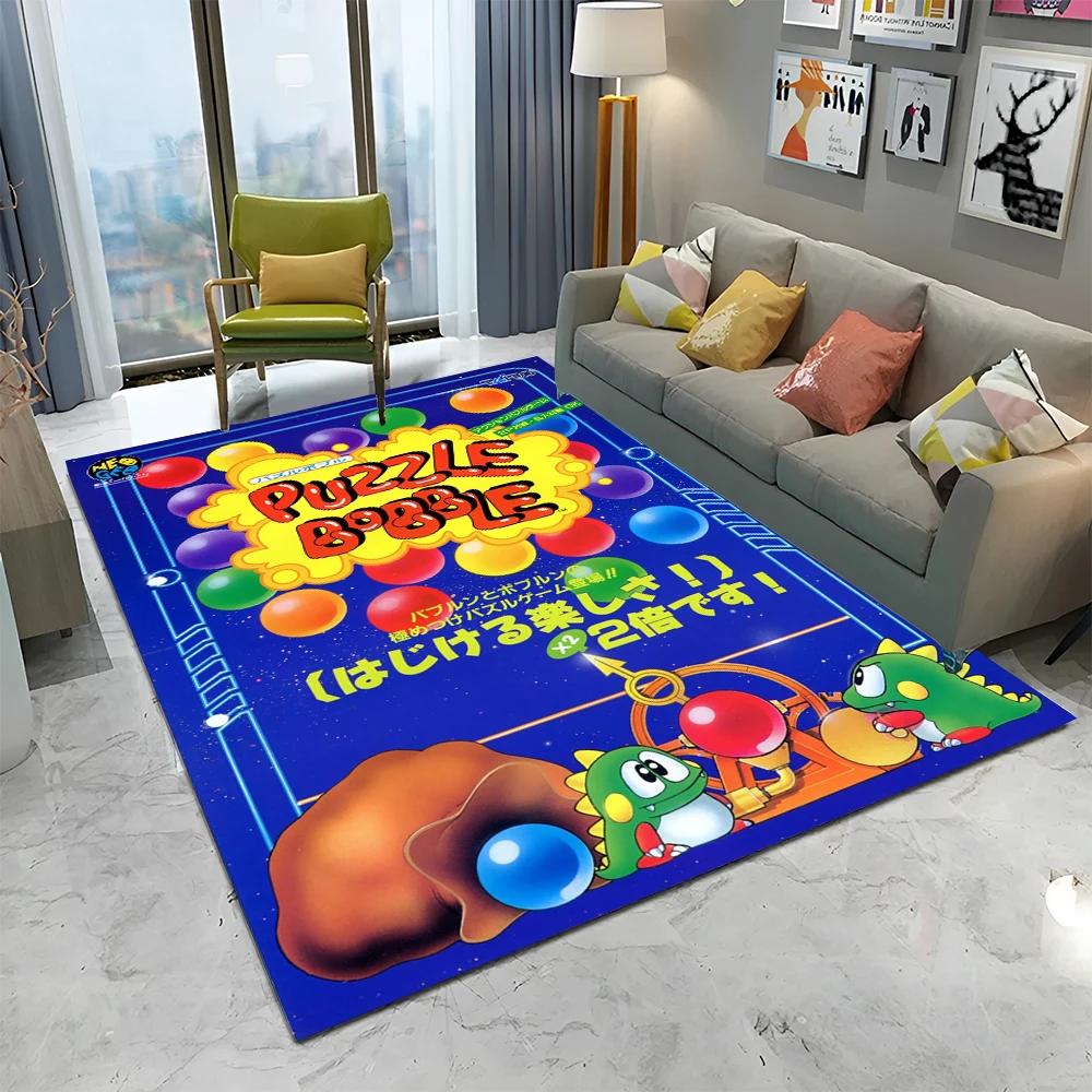 Tappeto Tappetino Decorativo per Casa Soggiorno Camera da Letto Divano Zerbino, Tappeto per Area Giochi Bambini Tappetino Antiscivolo, Gioco Cartoon Bubble Bobble Tappeto per Gamer