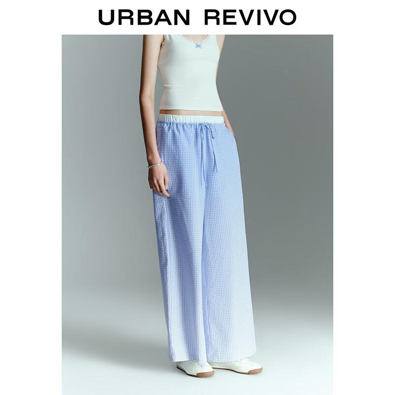 Women's Plaid Color-Block Wide-Leg Pants