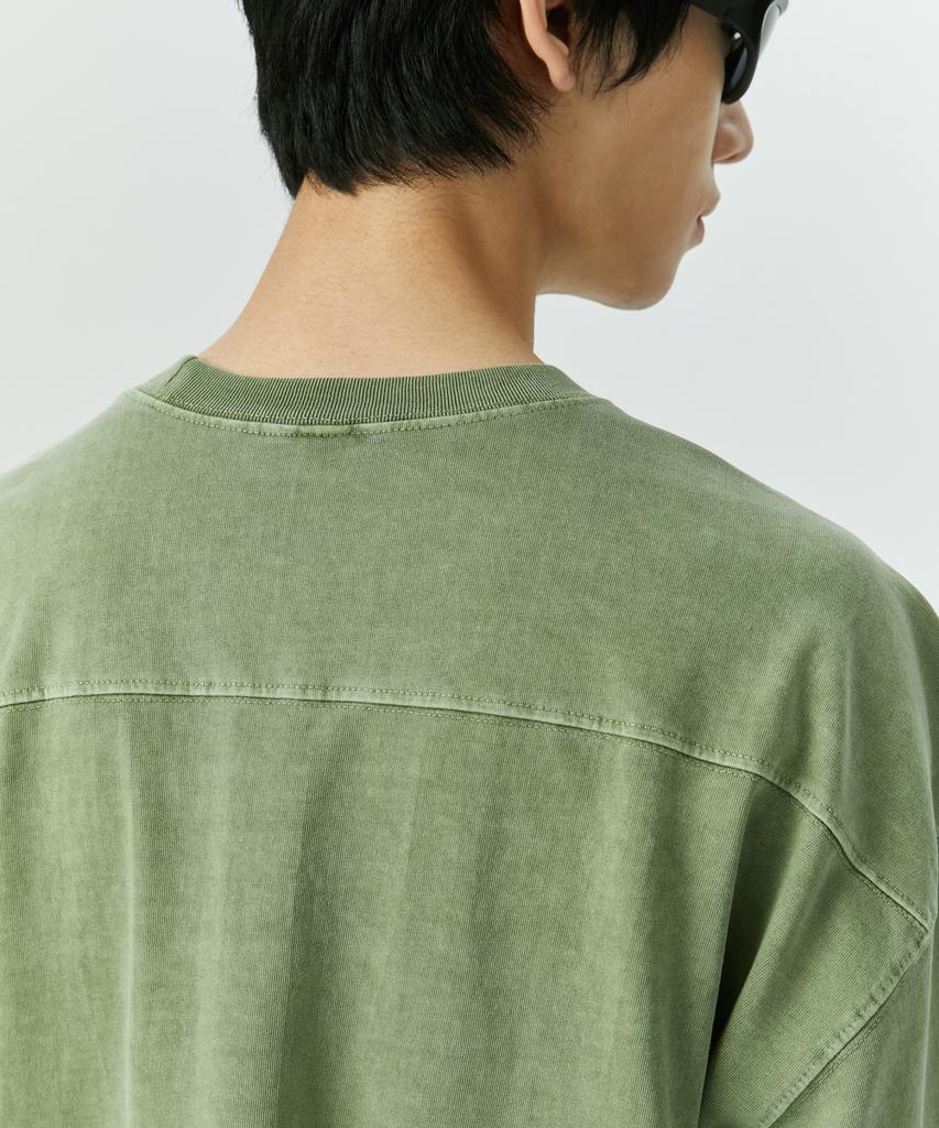 ATTENTIONROW Edition 1. Shoulder Cut Pigment Short Sleeve T-Shirt (Khaki)