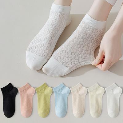 5 Paar Damen Kurze Knöchelsocken Damen Sommer Dünne Atmungsaktive Weiche Baumwolle Netzsocken Bequeme Trendige Mode Freizeit Socken Neu