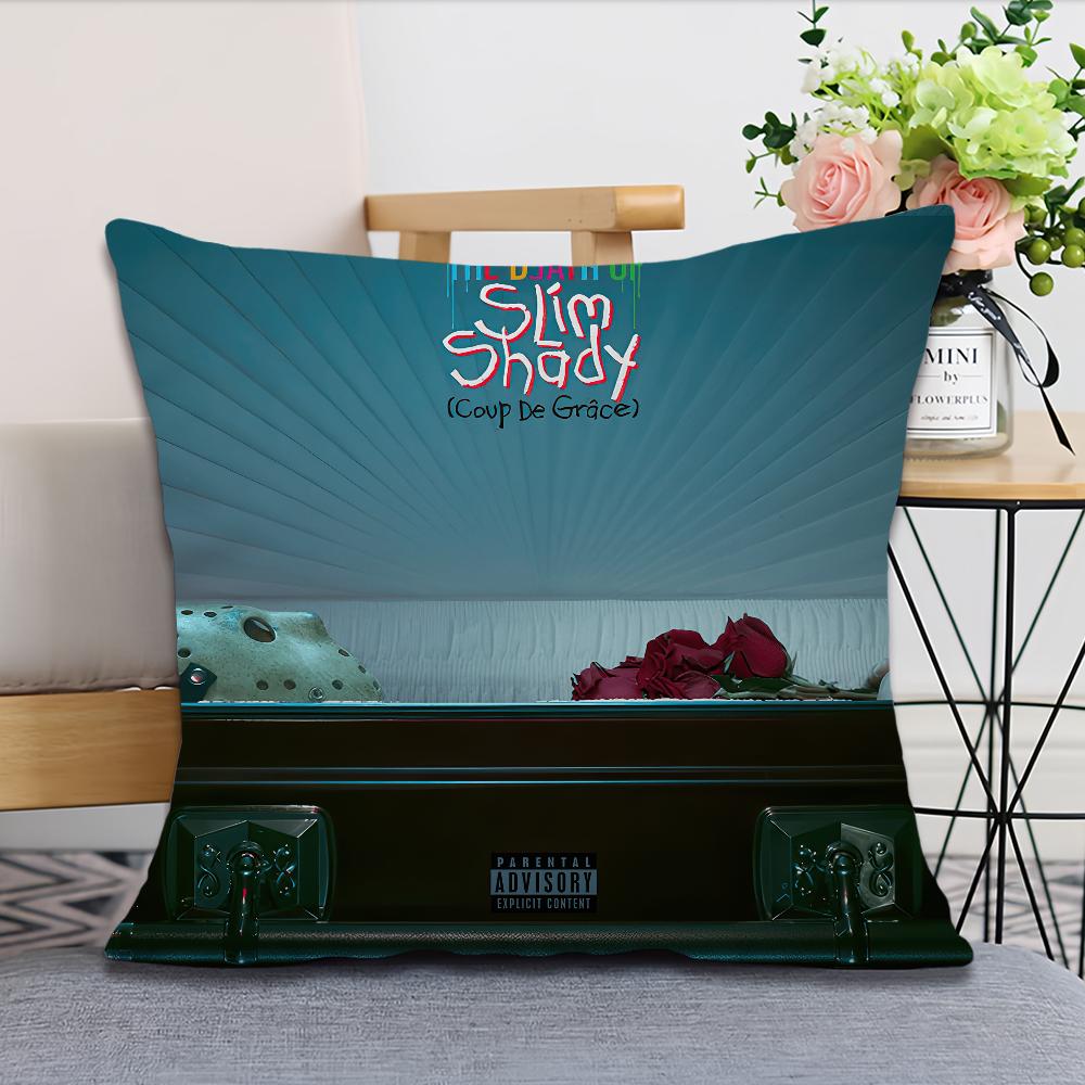The Death of Slim Shady Eminem Pillow Case Fan Style Square Home Decor Cushion Cover Design Printed 16x16Inch