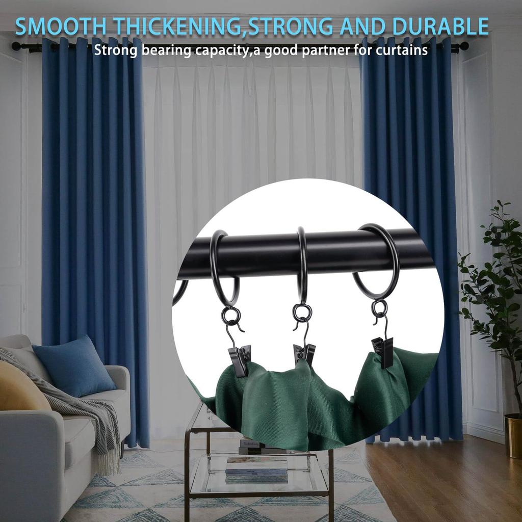 24 Black Eyelet Curtain Rings with Grommets for Curtain 32mm Inner Metal TXZWJZ Rods, Diameter, Drape,