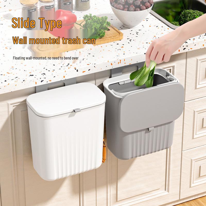 2024 Large Capacity Wall-Mounted Bathroom Trash Can with Flip and Sliding Lid