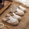 Original Spring and Summer Bag Head Slippers Women's Single Shoes Breathable Linen Grass Weaving Office Half Drag New Literary Linen Shoes
