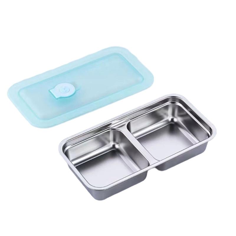 

Sealed Metal Meal Preps Box with Clear Covers Durable 304 Nonrust Steel Easy to Cleaning for School Work or Camping