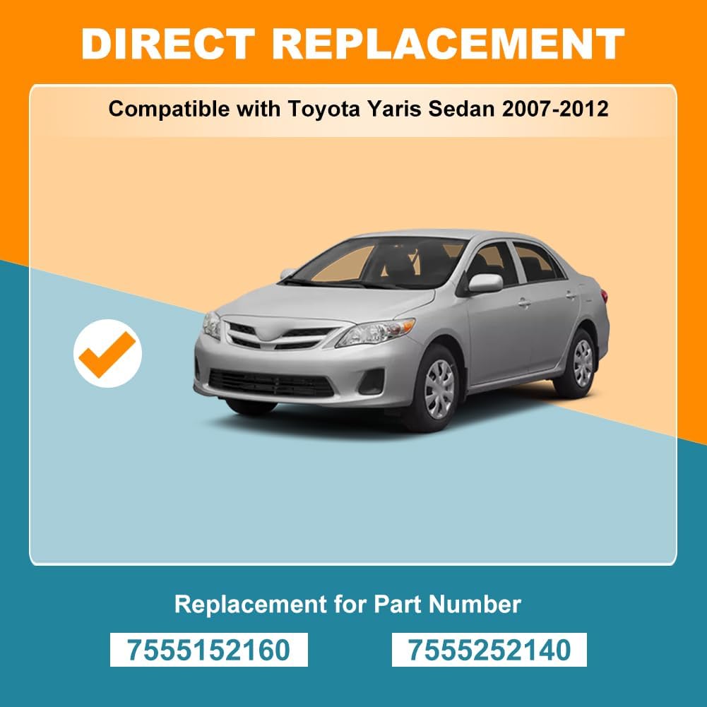 JDMON Roof Drip Molding Strips Weatherstrip Compatible with Toyota Yaris Sedan 2007-2012, Replace 7555152160 7555252140, Left and Right, 2 PCS