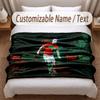 Cristiano Ronaldo Printed Flannel Blanket Custom Name Text Soft Warm Throw For Bedroom Holiday Gift
