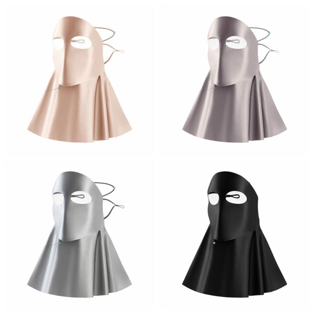 Sun Protection Sunscreen Mask Solid Color Neck Wrap Breathable Ice Silk Face Veil  Summer