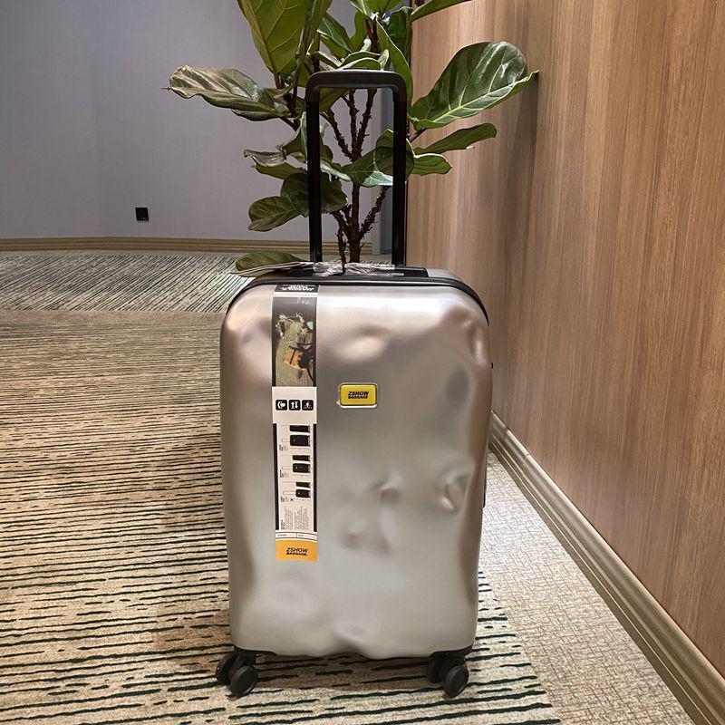 Durable Universal Wheel Trolley Suitcase with Trendy Concave-Convex Design