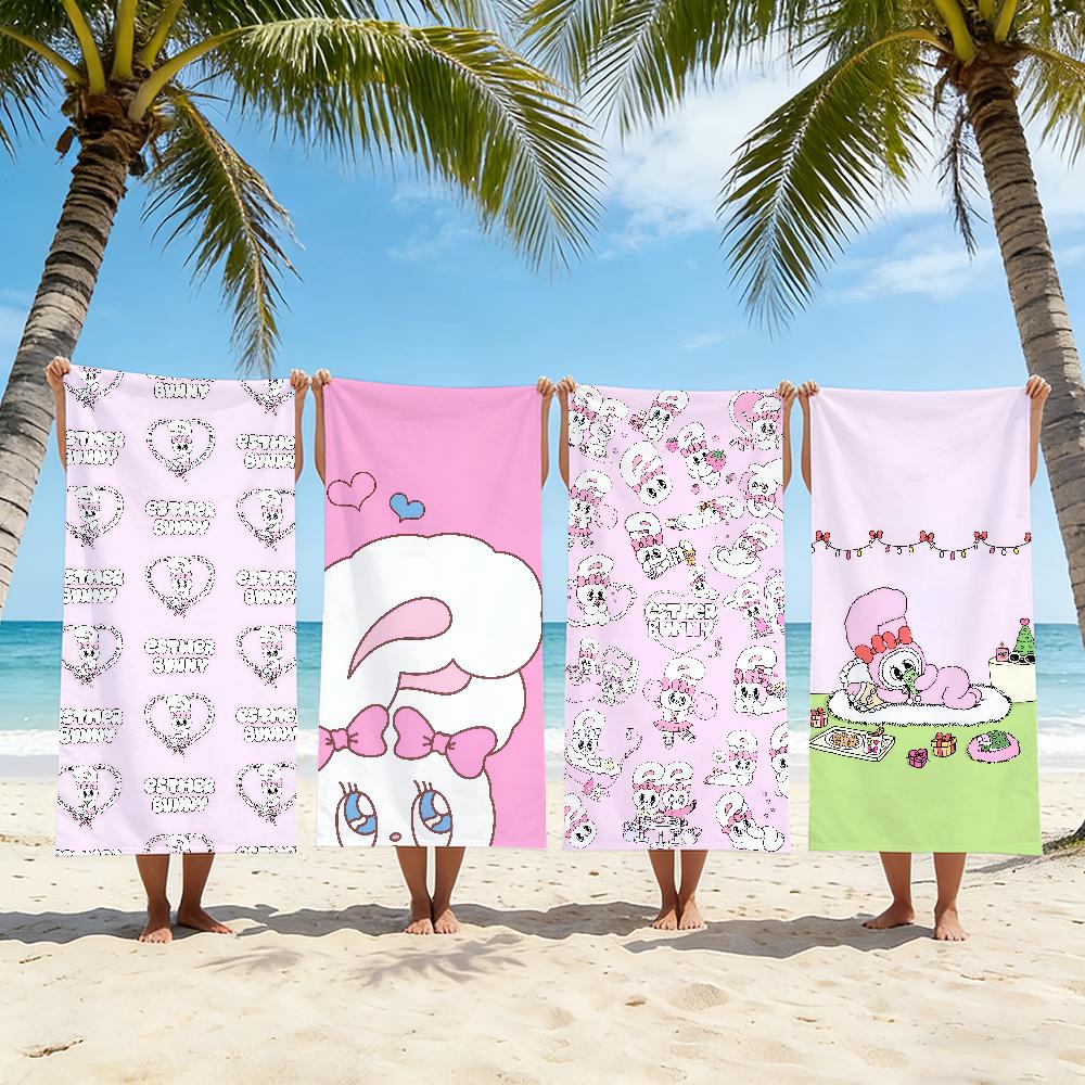 Brand E-Esther Cute B-Bunny Rabbit Beach Towel Travel Lightweight Skin Friendly For Pool Beach Camping Cruise Summer