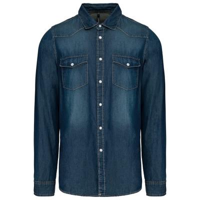 Mens Denim Long-Sleeved Shirt