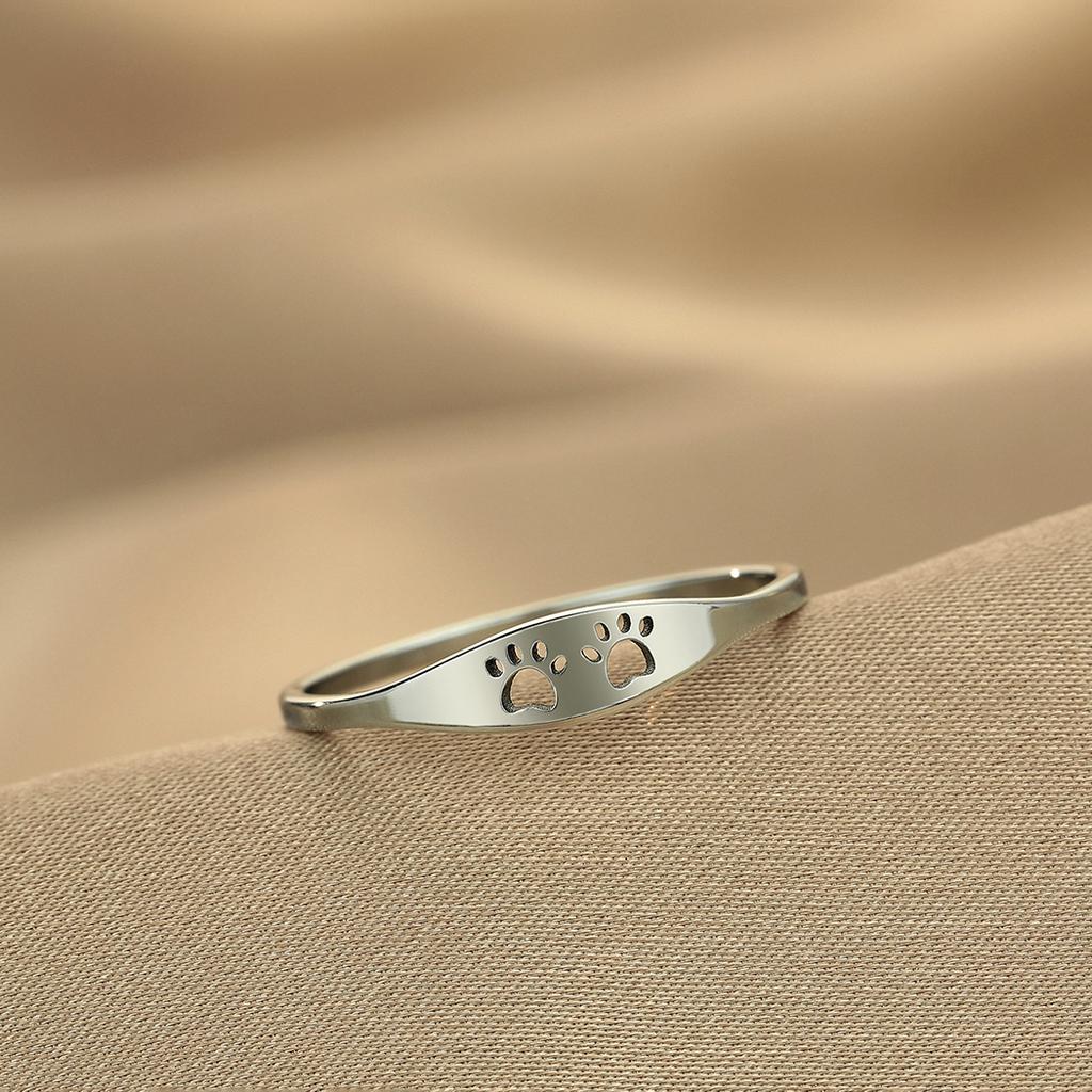 Kinitial Stylish and minimalist laser engraved stainless steel Cat Dog Lovers Jewelry Memorial Ring Pet Jewelry anniversary gift