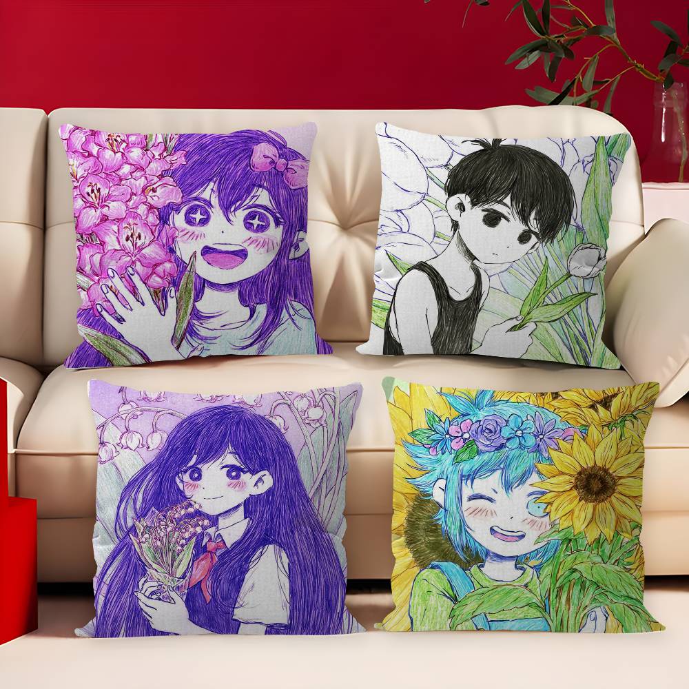 Hot Game Omori Cushion Cover Car Throw Pillow Case For Sofa Car Christmas Gift Xcm Xcm