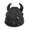 Yarn Winter Pullover Cap Solid Color Knitted Beanie Punk Devil Horns Hat  Autumn/Winter