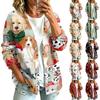 Damen Casual Knopfleistenjacke mit Weihnachtsdruck für festliche Feiertage