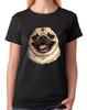 Pug Dog Face Illustration Ladies T-Shirt Cute Wrinkly Dog Tee