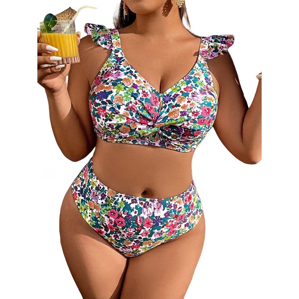 Large Size Swimsuit Print High Waist Sexy Sexy Split Bikini For Women