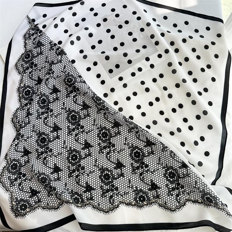 65*65cm 100% Mulberry Silk Women Spring Summer Square Scarf Elegant Chiffon Wrap Shawl Versatile Accessory