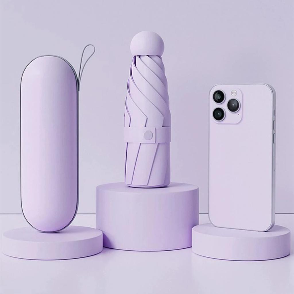 1pc Anti-Uv Mini Umbrella For Sunny And Rainy Days, Portable With Uv Coating And 6 Reinforced Ribs  Beach Umbrella