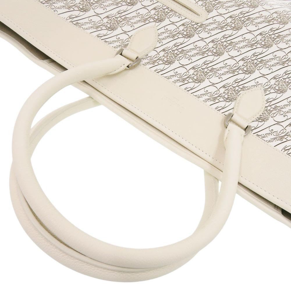 Used AUTHENTIC BERLUTI Toujours Marbouf XL Tote Bag White Leather