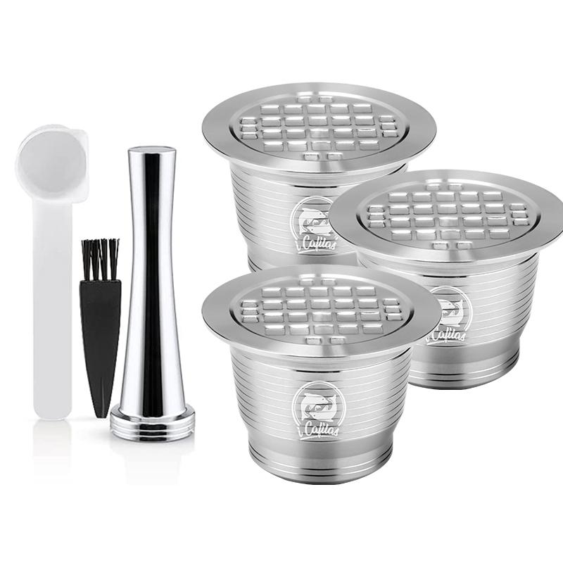 Cápsulas de Café Reutilizáveis iCafilas Moedor de Café de Aço Inoxidável Para Máquina Nespresso Porta-Filtro Recarregável Pods
