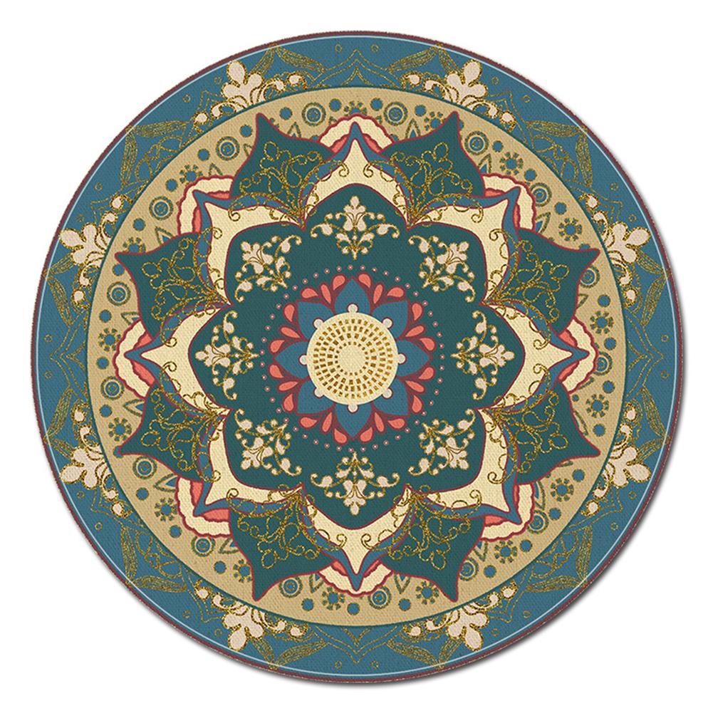 

Ретро Sytle Pattern Round Carpet 100*100cm Домашнє покриття для кімнати Embroidery blue gold pattern #1