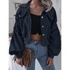 Women Loose Lantern Long Sleeve Corduroy Casual Short Jacket Outerwear