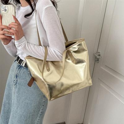 Yousheng Women Tote Bag Faux Leather Solid Color Shoulder Bag Glossy Casual Armpit Handbag for Phone Keys Cards Work Travel Parties