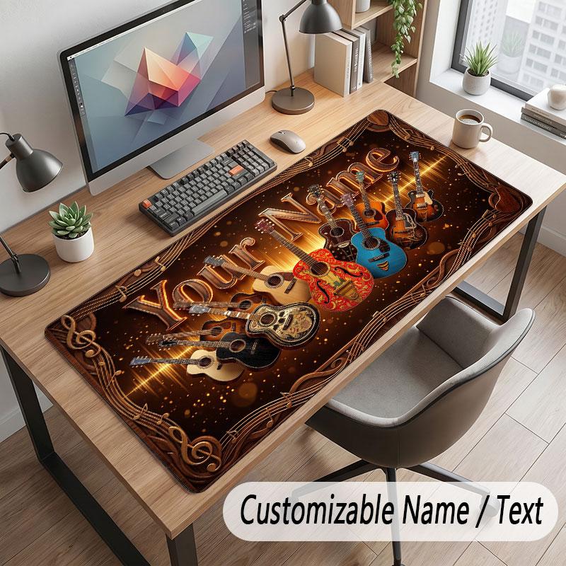 Music Theme Customized Mouse Pad Personalized Print Name Text Desk Mat For Home Office Table Decor