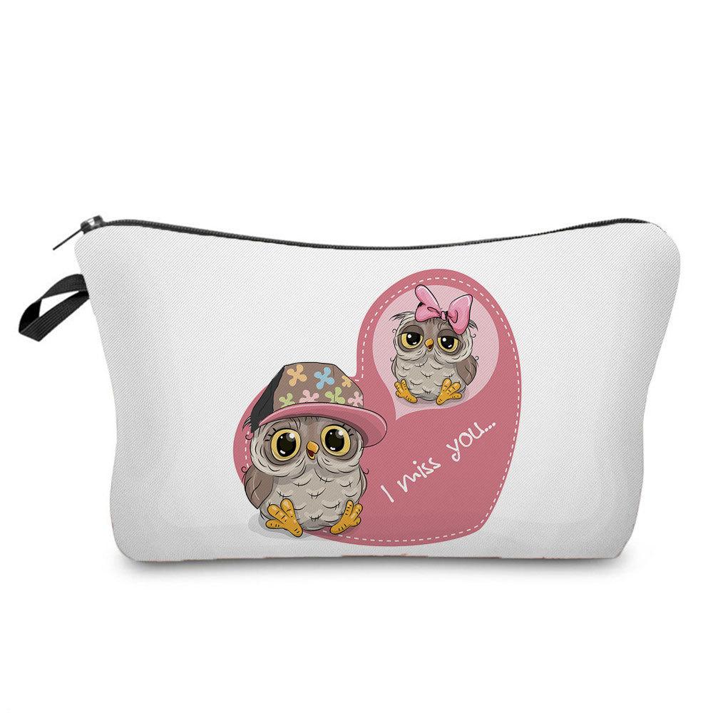 Women Owl Print Cosmetic Bag Toiletries Organize Travel Storage Case 6697