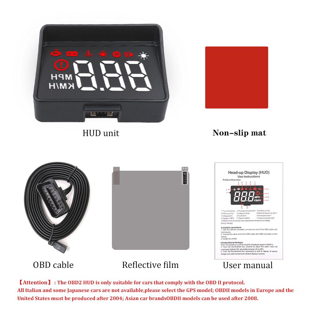 For HUD OBD Head Up Display OBD2 On-Board Computer Smart Digital Speed Meter With Overspeed Alarm Water Temperature Gauge