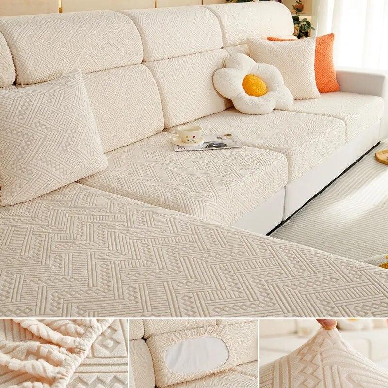 Jacquard Fabric Sofa Sectional Covers For Living Room Removable Couch Slipcover Elastic Sofa Protector Pets Kids Anti-Slip Home