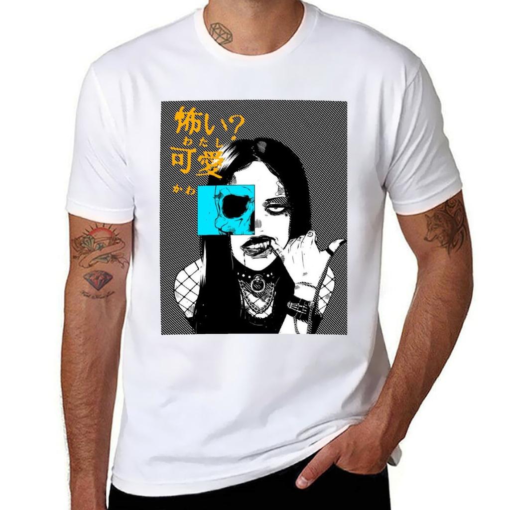Cyberpunk Goth Style Girl TShirt Fashion Casual Short Sleeve Top