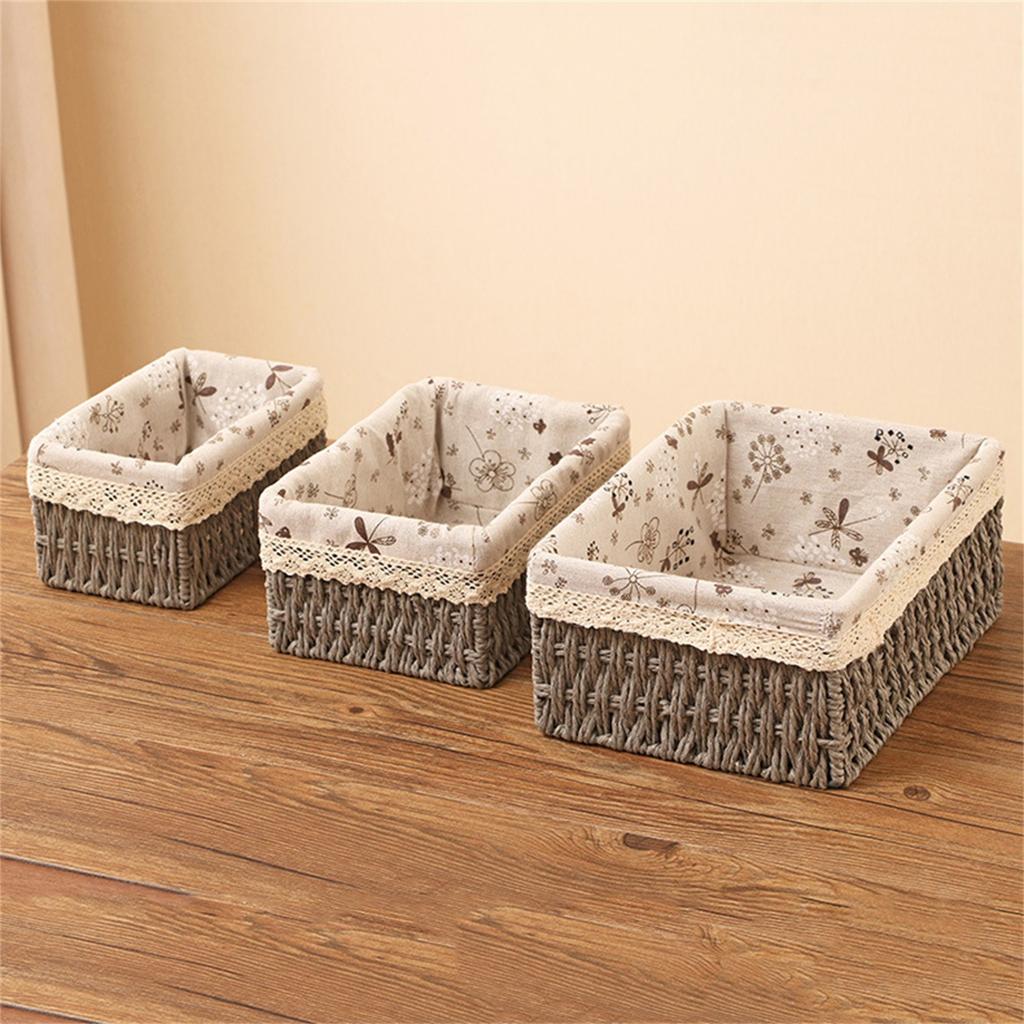 Storage /Wicker Basket Set For Kitchen, Bathroom, Bedroom, 3 . / Basket In