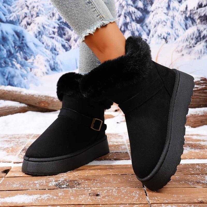 Hiver nouvelles bottes de neige pour femmes à semelles épaisses en velours épaissi thermique tête de sac bottes de neige un pied neige chaussures en coton
