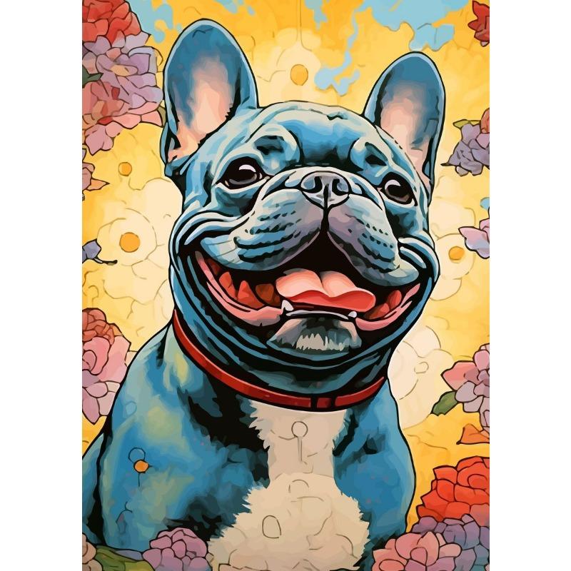 The French Bulldogs Vintage Poster Canvas Prints Ukiyoe Bulldogs Wall Art Decor Aesthetic Prints Dog Home Room Wall Decoration