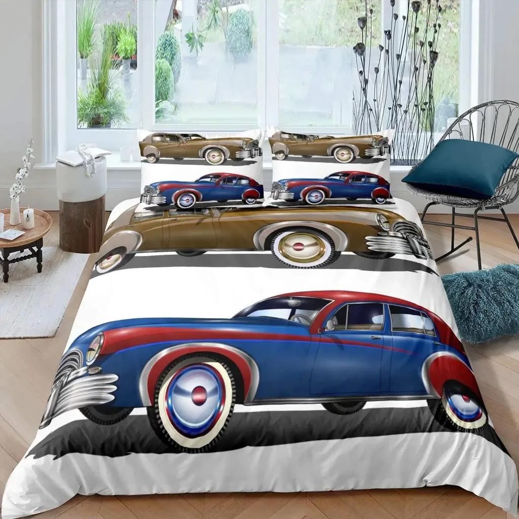 Comforter Vintage Classic Car Automobile Mechanic Nostalgic 50S Bedding Set Twin Queen King Full Polyester
