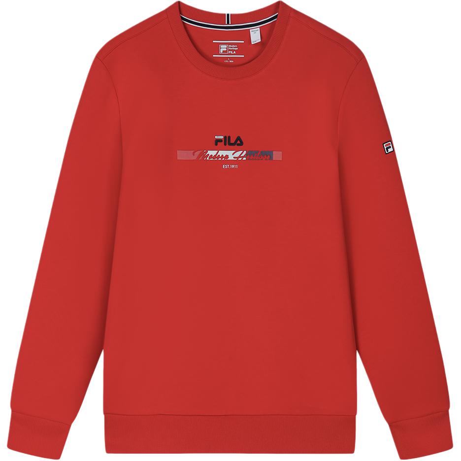 Fila Mens Knitted Sweatshirt 2024 Spring New Business Commuting Pullover Simple Casual Top Men Tops Legendary-Red F11M411213F-RD