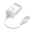 Mscien Short 20cm Extension Cord with Switch, Power Strip with USB Outlet, 3 AC Outlets (2 USB-C, 2 USB-A), Surge Protection, Compact, Stylish, White.