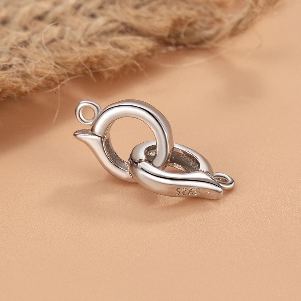 18K Gold & 925 Silver Double Circle End Clasp Charms for DIY Bracelets & Necklaces